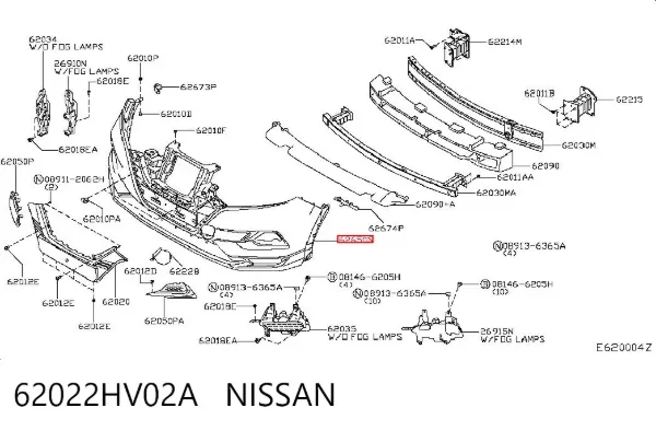Передний бампер 62022HV02A Nissan/Infiniti