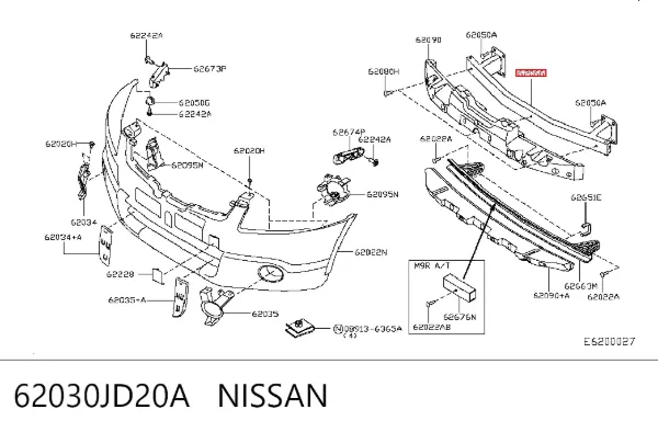 Усилитель переднего бампера 62030JD20A Nissan/Infiniti