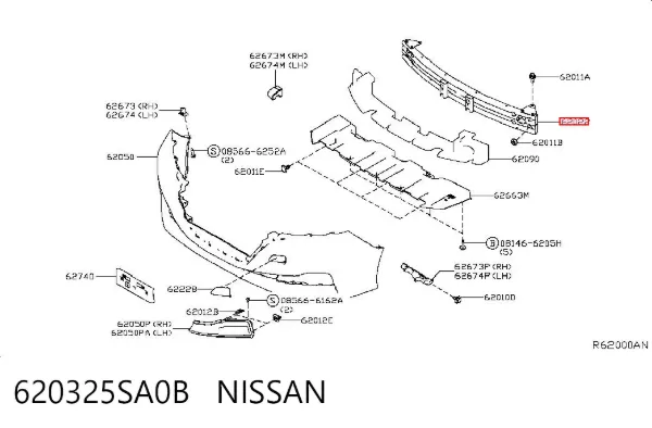 Усилитель переднего бампера 620325SA0B Nissan/Infiniti