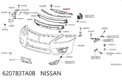 Накладка передней панели (суппорта радиатора) верхняя NISSAN 620783TA0B