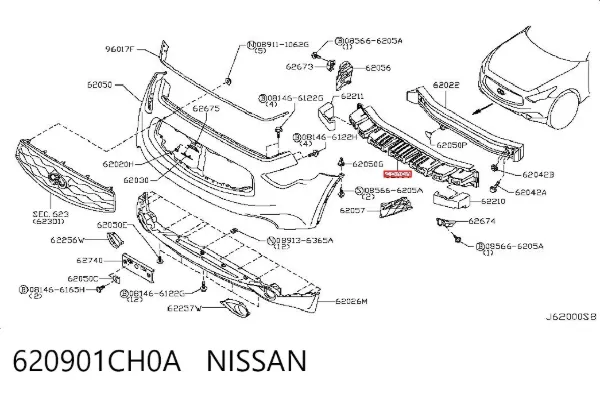 Абсорбер переднего бампера 620901CH0A Nissan/Infiniti