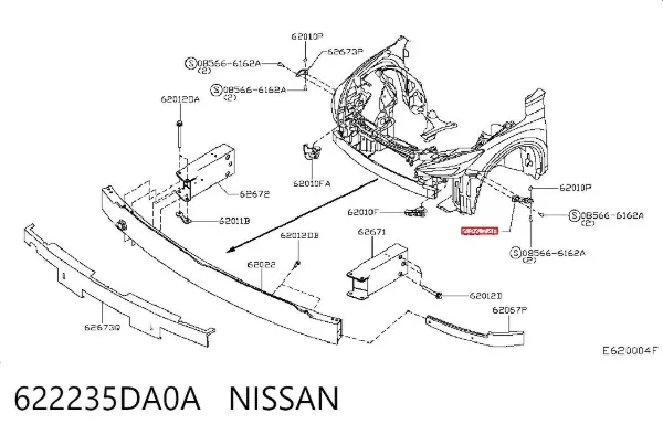 Кронштейн бампера переднего внешний левый 622235DA0A Nissan/Infiniti