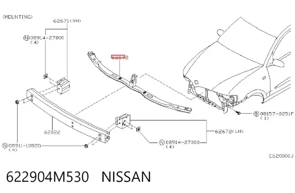 Кронштейн бампера переднего 622904M530 Nissan/Infiniti
