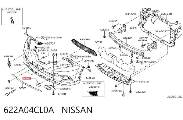Заглушка бампера буксировочного крюка передняя левая 622A04CL0A Nissan/Infiniti