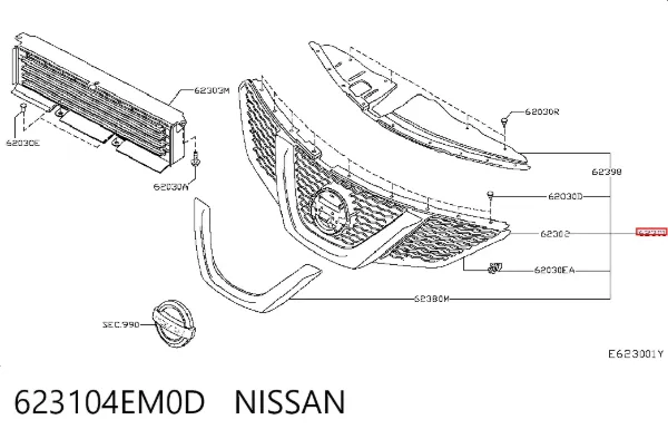 Решетка радиатора 623104EM0D Nissan/Infiniti