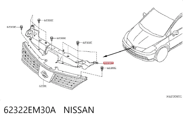 Накладка (рамка) решетки радиатора 62322EM30A Nissan/Infiniti