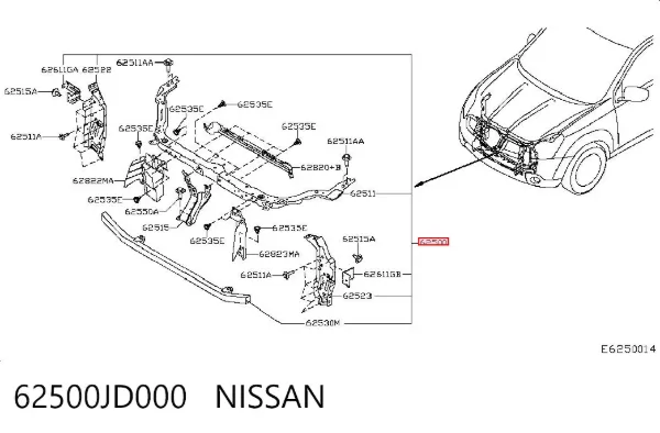Рамка радиатора 62500JD000 Nissan/Infiniti