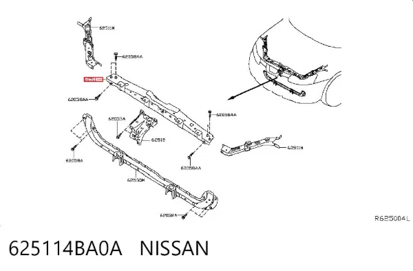 Верхняя рамка радиатора 625114BA0A Nissan/Infiniti