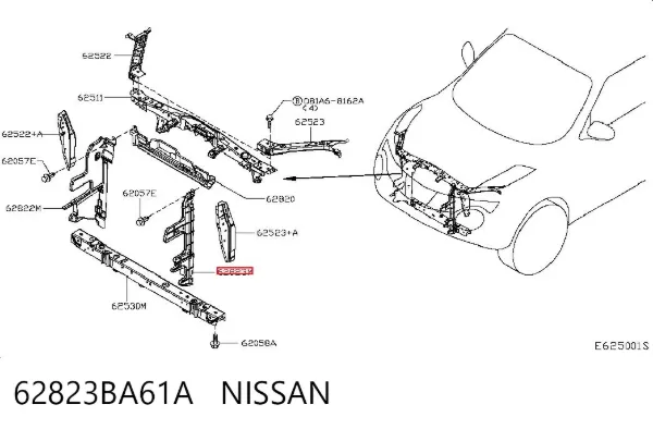 Левый дефлектор радиатора 62823BA61A Nissan/Infiniti