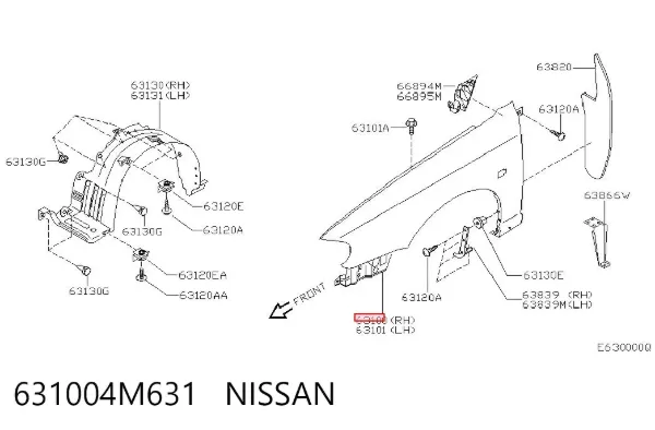 Крыло переднее правое 631004M631 Nissan/Infiniti