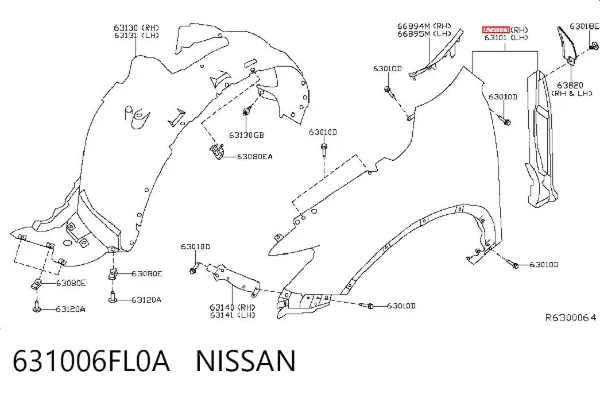 Крыло переднее правое 631006FL0A Nissan/Infiniti