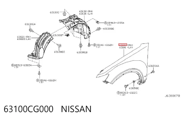 Крыло переднее правое 63100CG000 Nissan/Infiniti