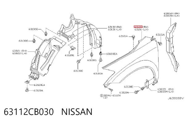 Крыло переднее правое 63112CB030 Nissan/Infiniti