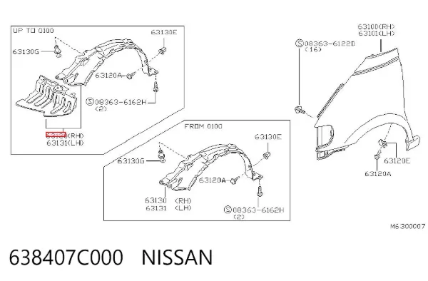 Подкрылок передний правый 638407C000 Nissan/Infiniti