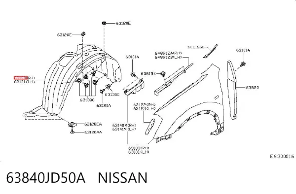 Подкрылок передний правый 63840JD50A Nissan/Infiniti