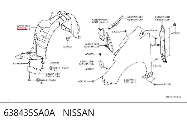 Подкрылок передний левый 638435SA0A Nissan/Infiniti