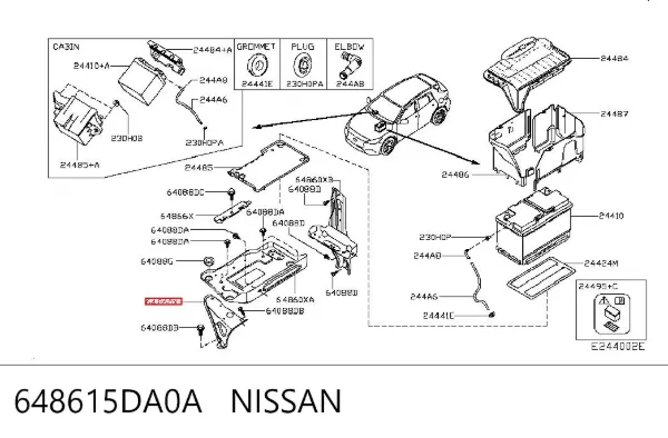 Подставка аккумулятора 648615DA0A Nissan/Infiniti