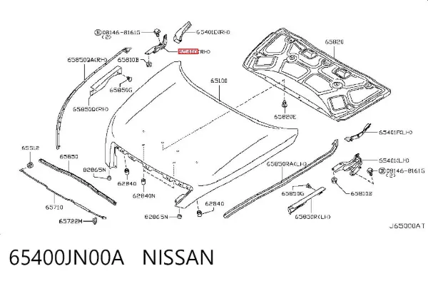 Петля капота правая 65400JN00A Nissan/Infiniti