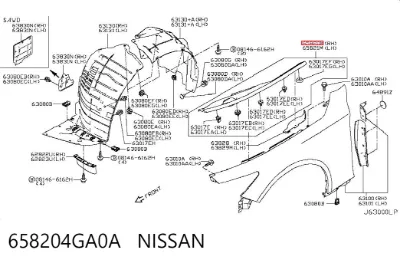 Уплотнитель крыла NISSAN 658204GA0A