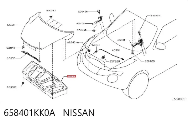 Шумоизоляция капота 658401KK0A Nissan/Infiniti