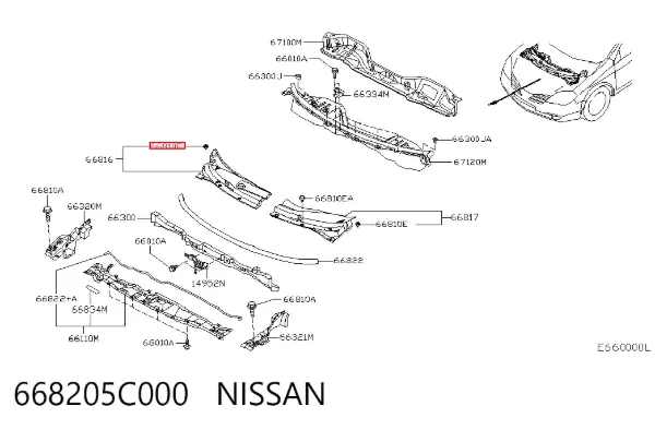 Лобовое стекло 668205C000 Nissan/Infiniti