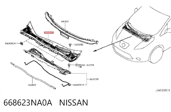 Решетка дворников 668623NA0A Nissan/Infiniti