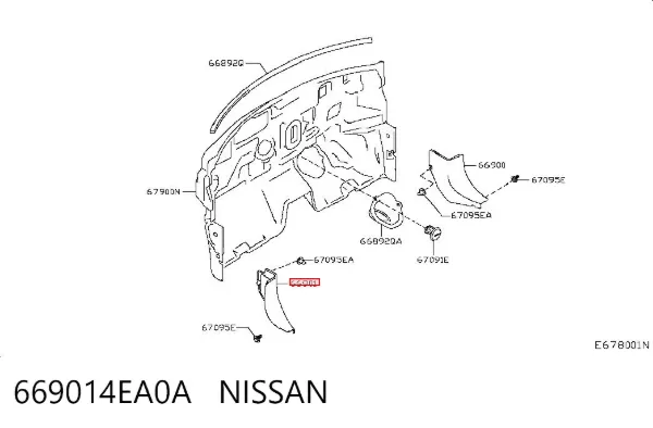 Обшивка стойки кузова внутренняя передняя левая 669014EA0A Nissan/Infiniti