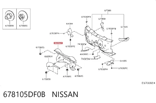 Шумоизоляция моторного щита 678105DF0B Nissan/Infiniti