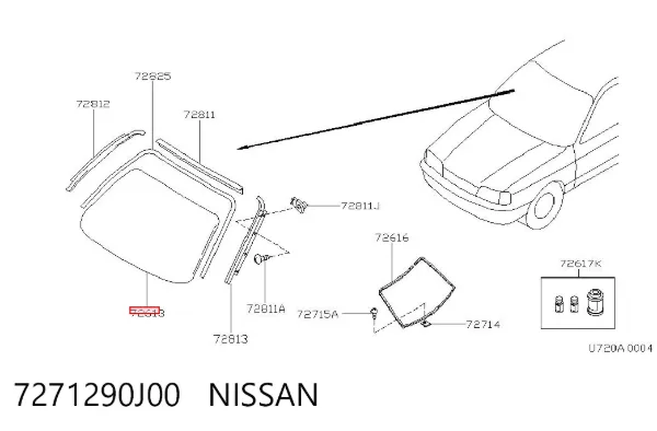 Лобовое стекло 7271290J00 Nissan/Infiniti