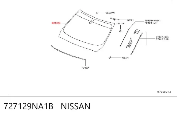 Лобовое стекло 727129NA1B Nissan/Infiniti