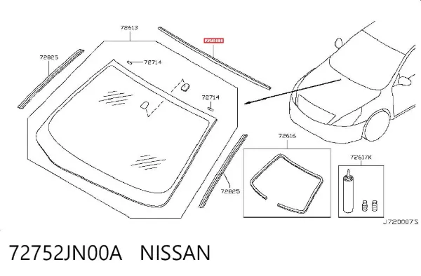 Молдинг лобового стекла верхний 72752JN00A Nissan/Infiniti