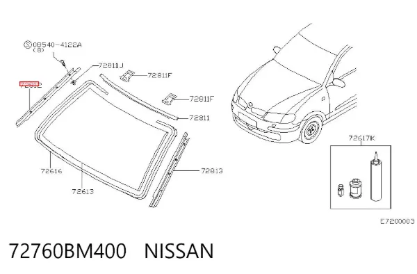 Молдинг лобового стекла правый 72760BM400 Nissan/Infiniti