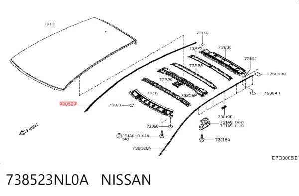 Молдинг крыши правый 738523NL0A Nissan/Infiniti