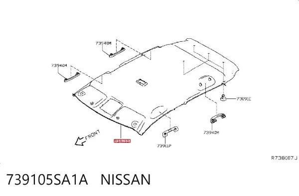 Обивка крыши (потолок) 739105SA1A Nissan/Infiniti