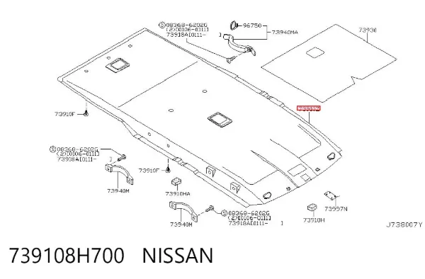 Обивка крыши (потолок) 739108H700 Nissan/Infiniti