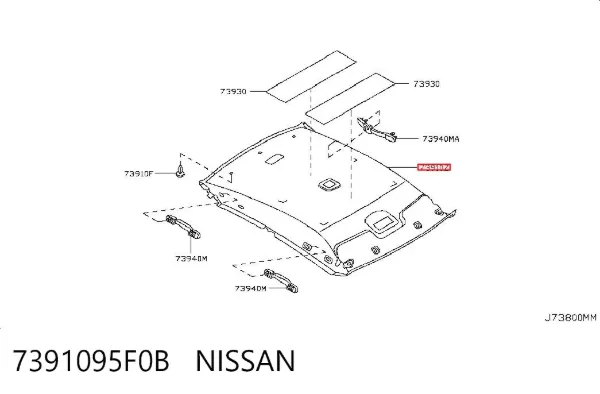 Обивка крыши (потолок) 7391095F0B Nissan/Infiniti