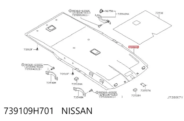 Обивка крыши (потолок) 739109H701 Nissan/Infiniti