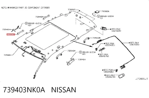 Ручка крыши салона 739403NK0A Nissan/Infiniti