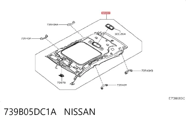 Обивка крыши (потолок) 739B05DC1A Nissan/Infiniti