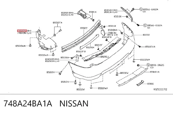 Дефлектор заднего бампера 748A24BA1A Nissan/Infiniti