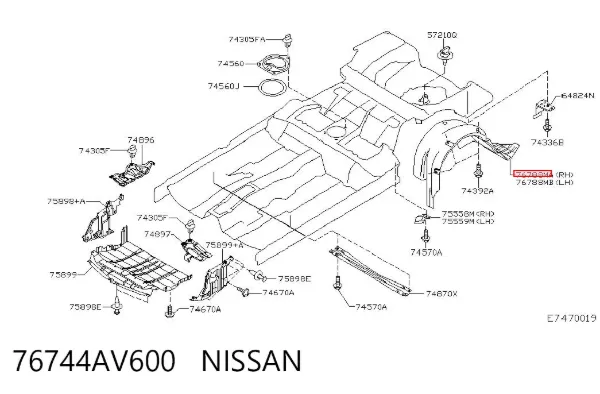 Подкрылок задний правый 76744AV600 Nissan/Infiniti