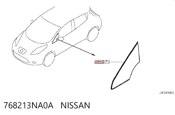 Стекло-форточка двери передней левой 768213NA0A Nissan/Infiniti
