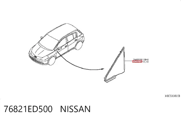 Стекло-форточка двери передней левой 76821ED500 Nissan/Infiniti