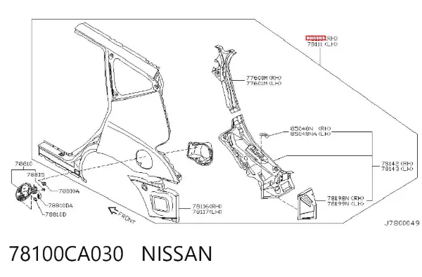 Крыло заднее правое 78100CA030 Nissan/Infiniti
