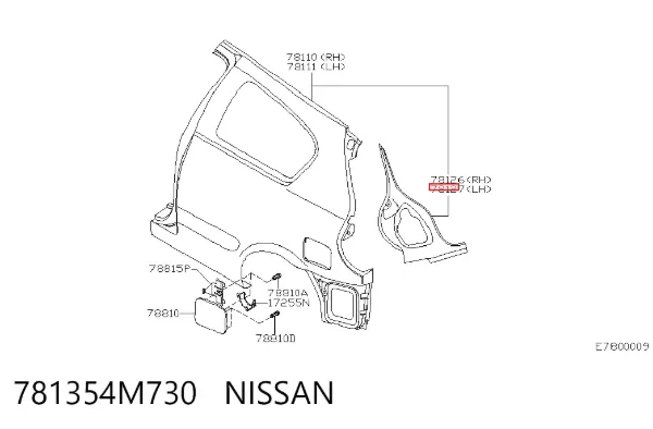 Панель крепления задних фонарей 781354M730 Nissan/Infiniti