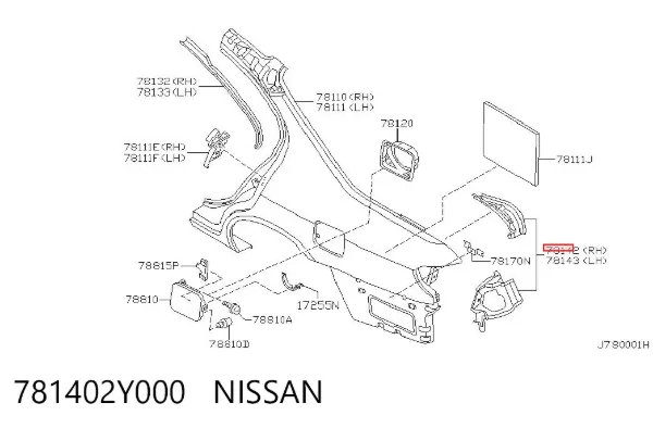Суппорт (кронштейн) крепления заднего фонаря правый 781402Y000 Nissan/Infiniti