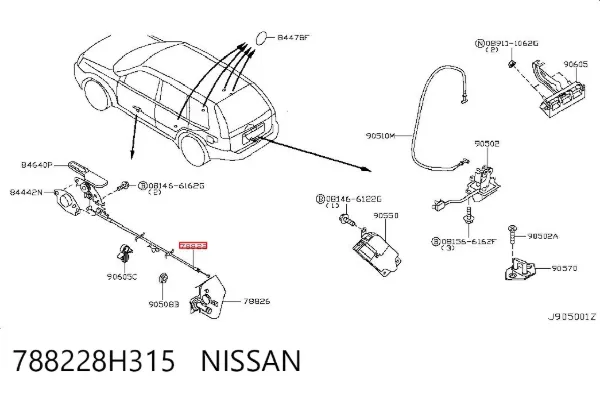 Трос открывания лючка бензобака 788228H315 Nissan/Infiniti