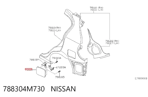 Лючок бензобака 788304M730 Nissan/Infiniti