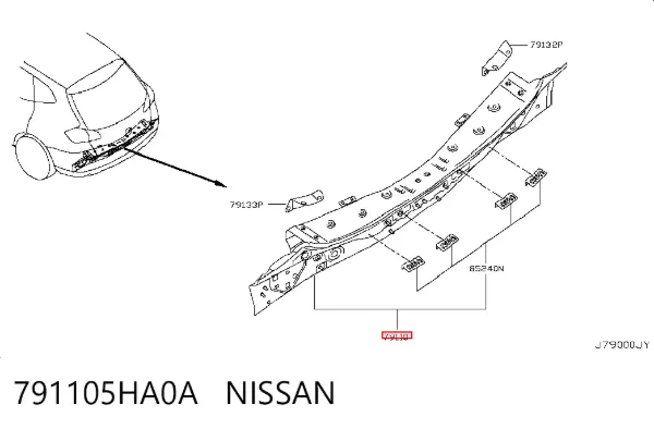 Панель багажного отсека задняя 791105HA0A Nissan/Infiniti