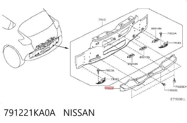 Панель багажного отсека задняя 791221KA0A Nissan/Infiniti